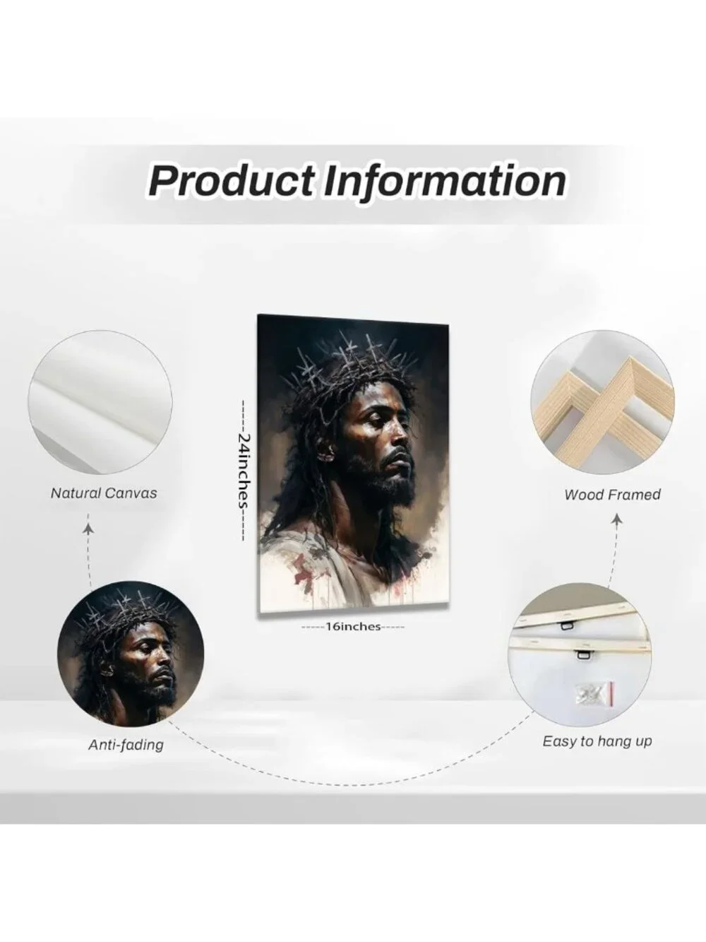 Black Jesus Canvas Art | Religious Wall Decor | Spiritual Christian Artwork